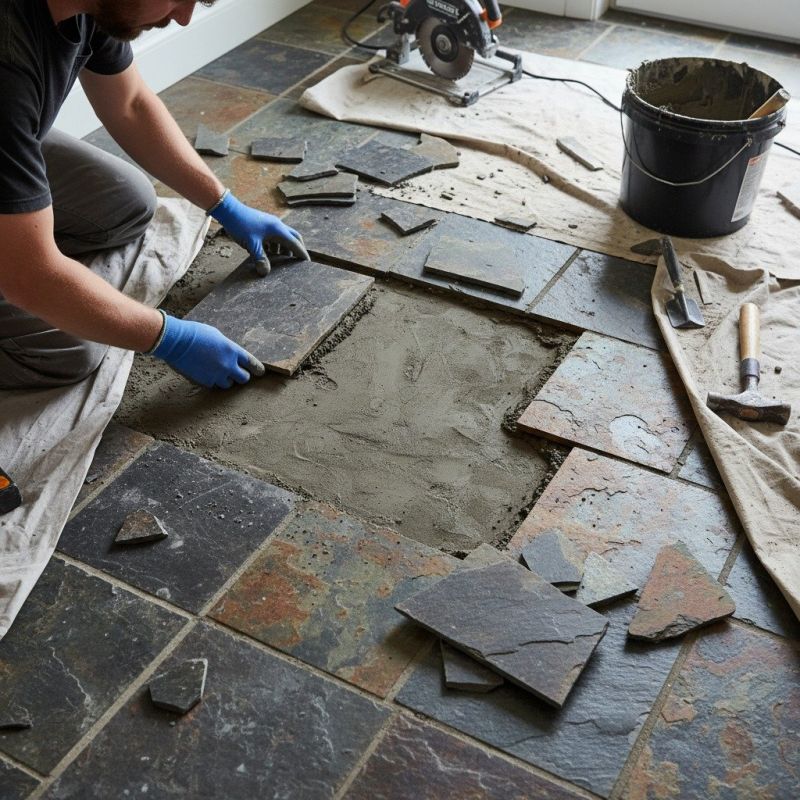 Slate Tile Floor Repair